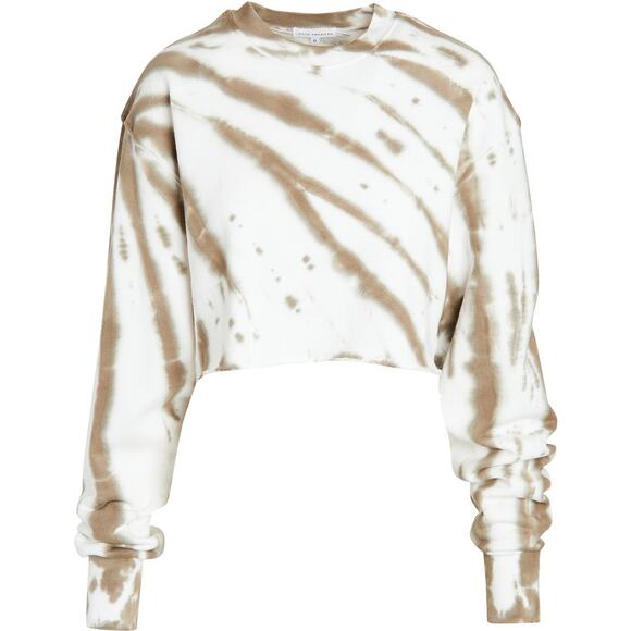 Good American Essentials Cropped Cool Sweatshirt Putty Tie Dye Crewneck Sweater - Picture 7 of 11